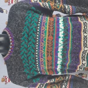 Vintage 80s XSTATX mix blend multicolor pattern LG casual pullover sweater